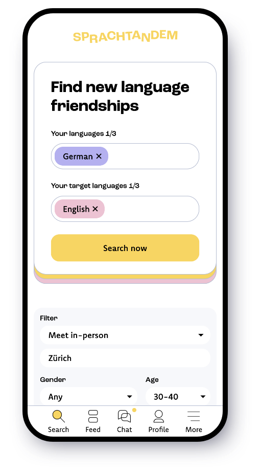 Screenshot Sprachtandem Profile
